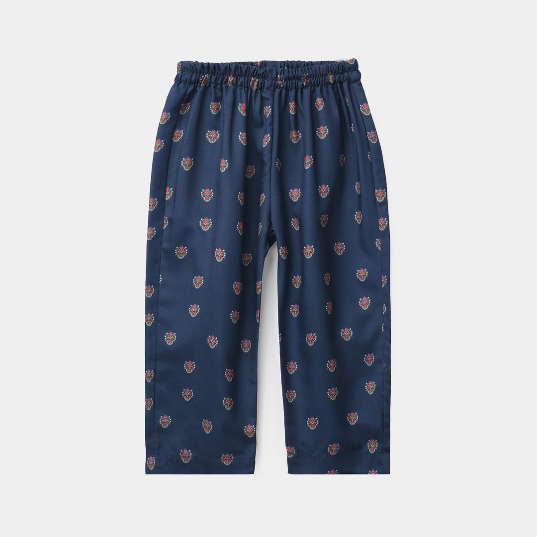 Infant Girls Poly Twill Printed 2Pcs - Blue