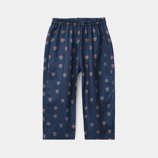 Infant Girls Poly Twill Printed 2Pcs - Blue