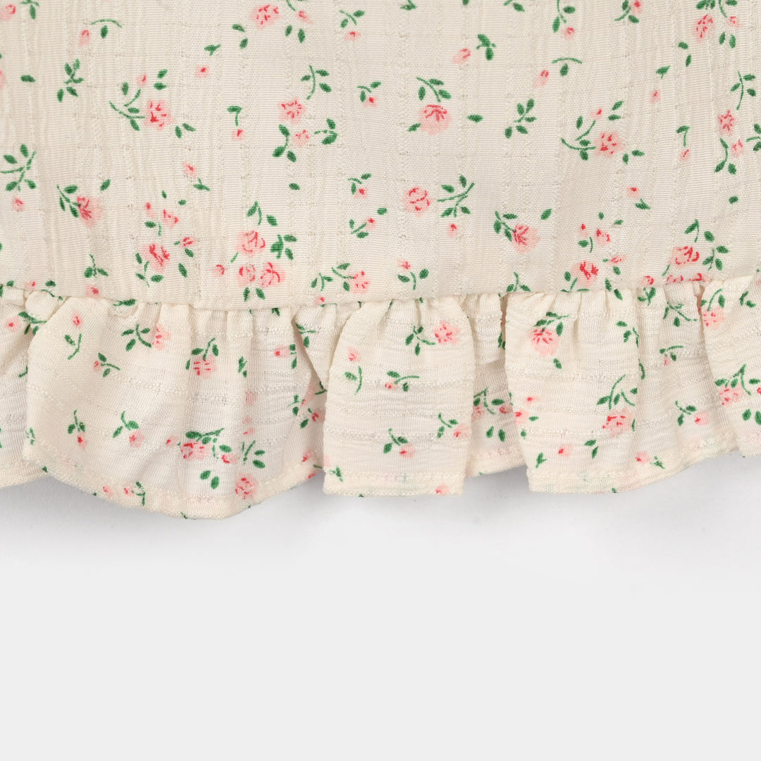 Girls Cotton Co-Ord Set (Midnight Flower) – Off White