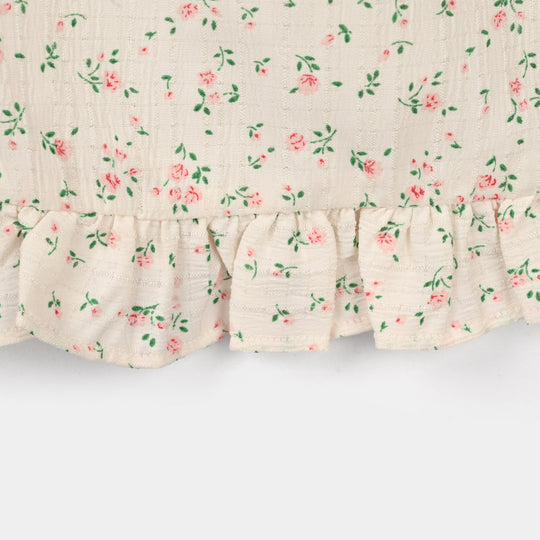 Girls Cotton Co-Ord Set (Midnight Flower) – Off White