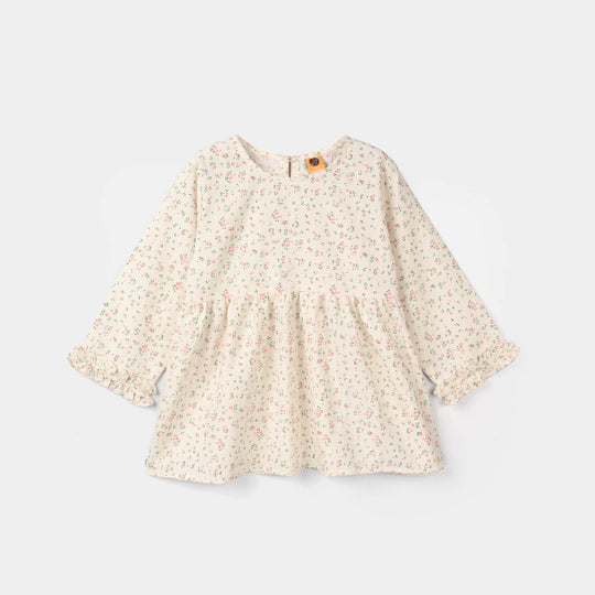 Girls Cotton Co-Ord Set (Midnight Flower) – Off White
