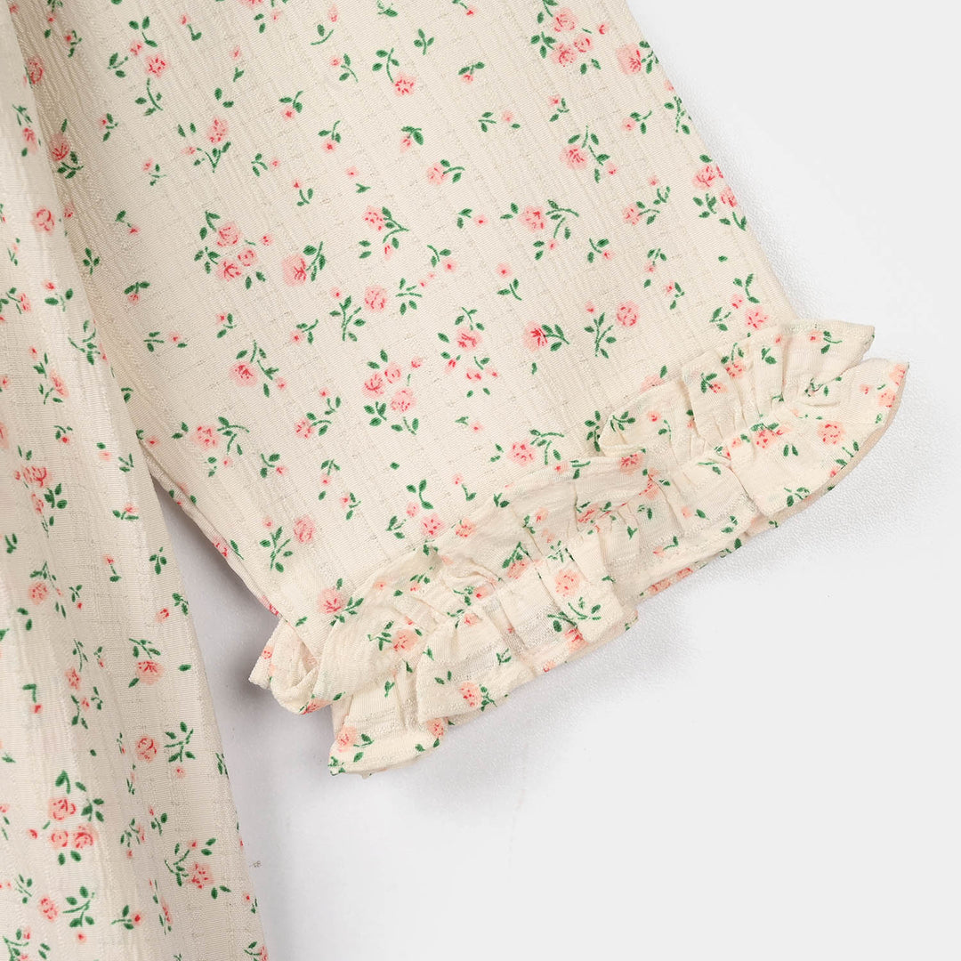 Girls Cotton Co-Ord Set (Midnight Flower) – Off White