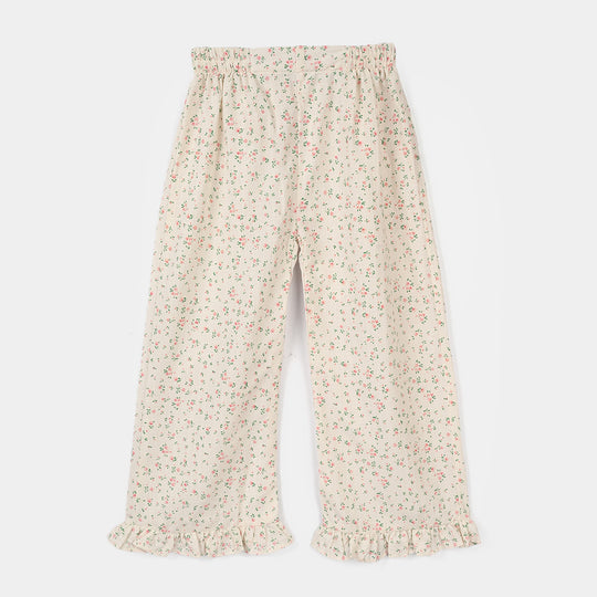 Girls Cotton Co-Ord Set (Midnight Flower) – Off White