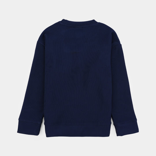 Boys Jacquard Sweatshirt-BLUE