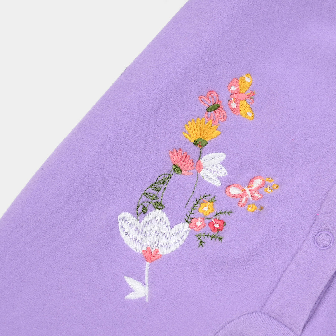 Infant Girls Fleece Romper Beauty Here-Purple