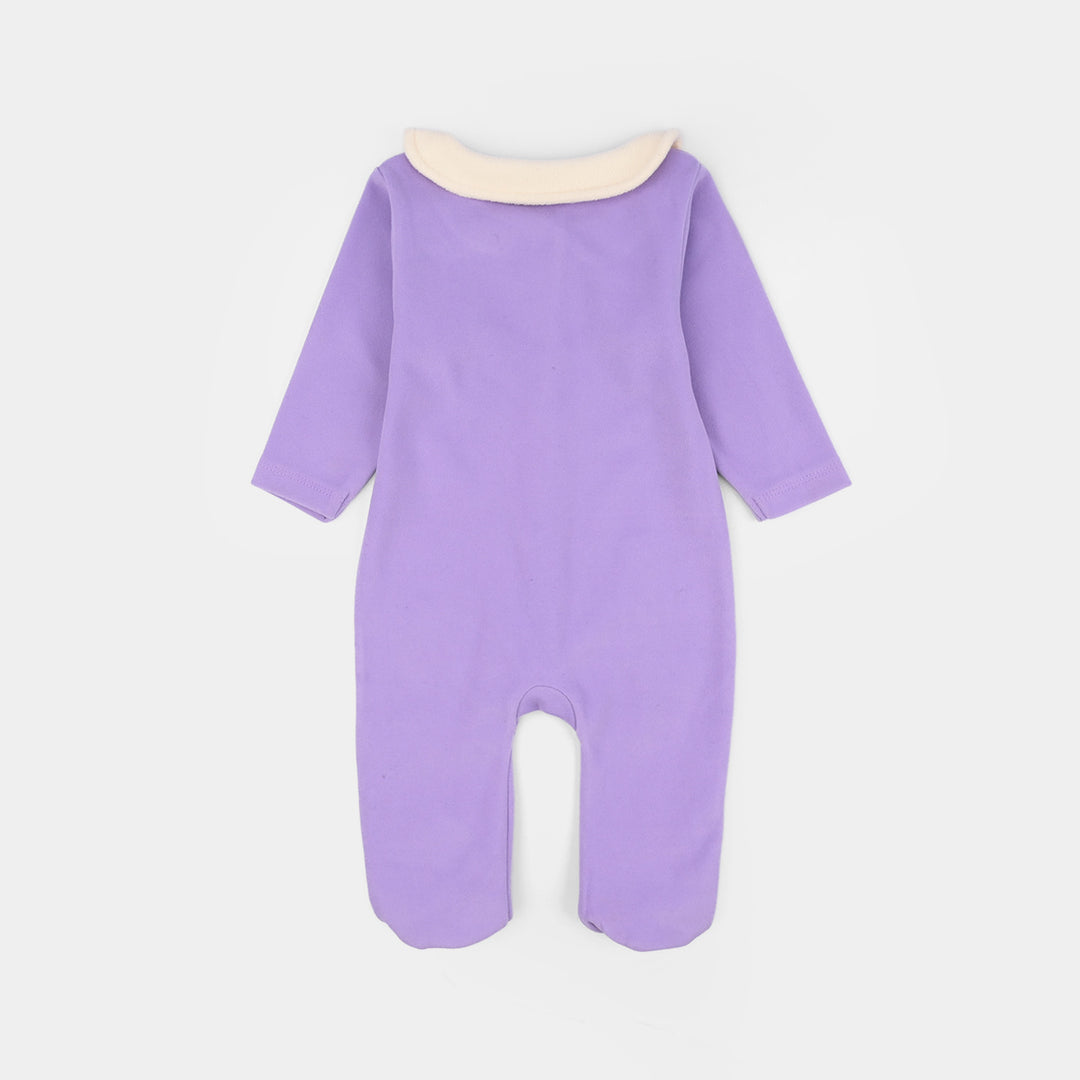Infant Girls Fleece Romper Beauty Here-Purple