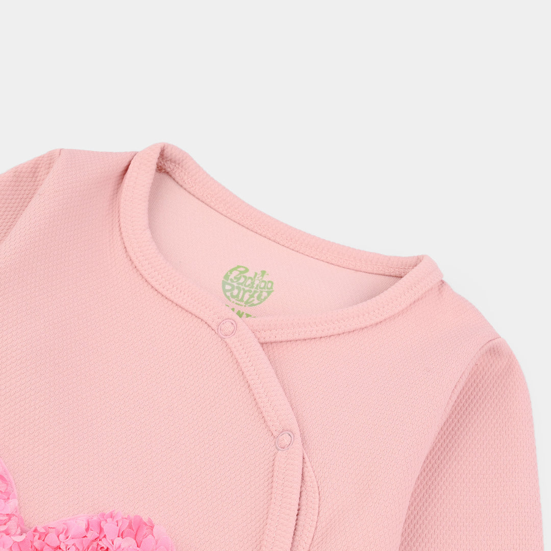 Infant Girls Jacquard Romper Blowing Wings-Pink