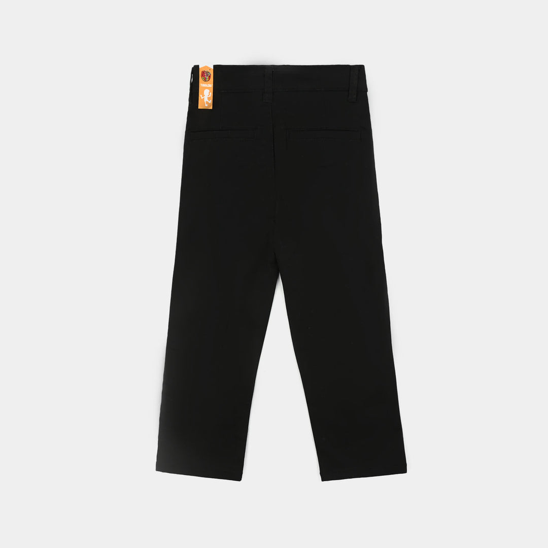Boys Cotton Twill Pant Basic Black-BLACK