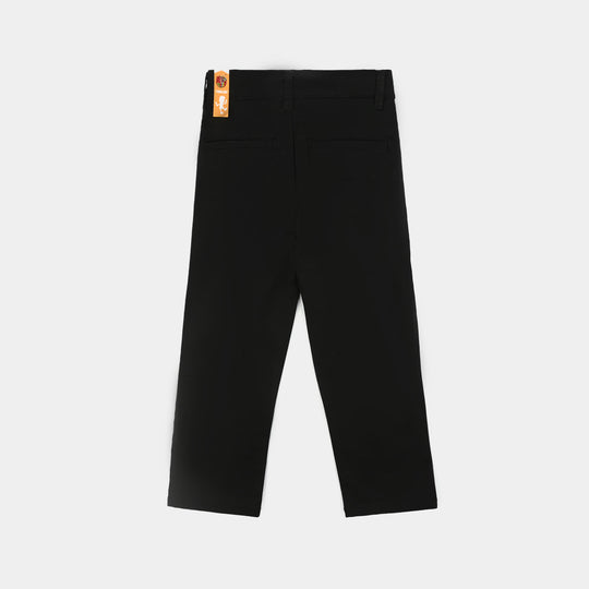 Boys Cotton Twill Pant Basic Black-BLACK