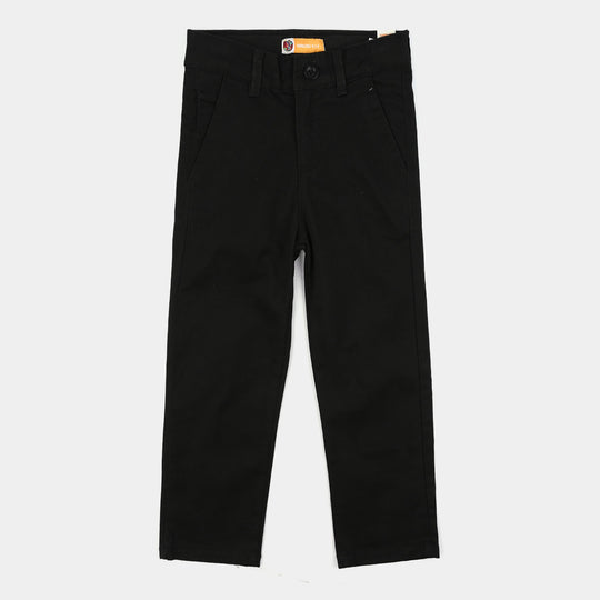 Boys Cotton Twill Pant Basic Black-BLACK