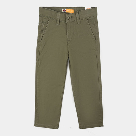 Boys Cotton Twill Pant Basic Green-GREEN