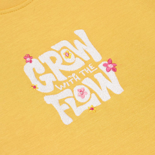 Girls Cotton Interlock Sweatshirt Grow Flow-Yellow