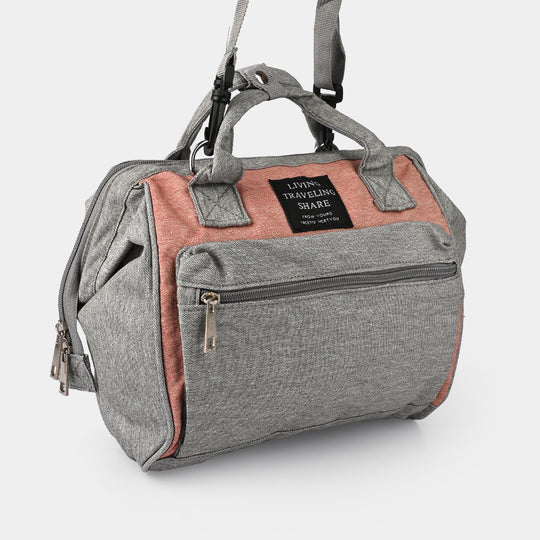 Two-Tone Premium Mother Bag – Grey & Peach