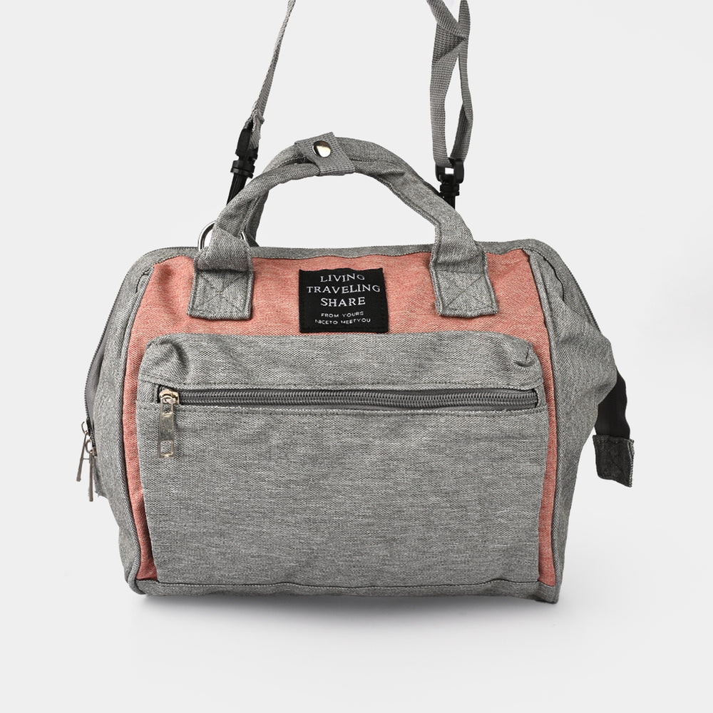 Two-Tone Premium Mother Bag – Grey & Peach