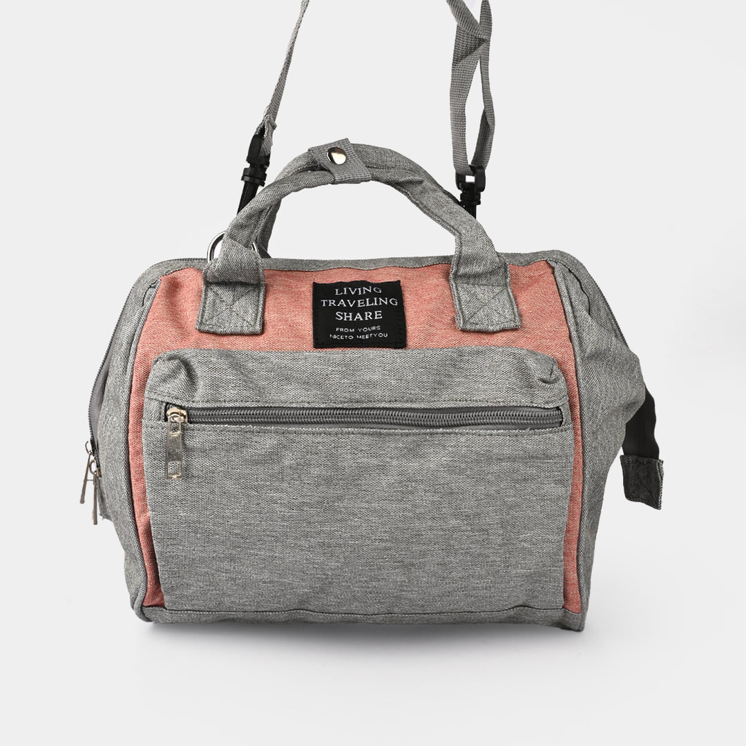 Two-Tone Premium Mother Bag – Grey & Peach