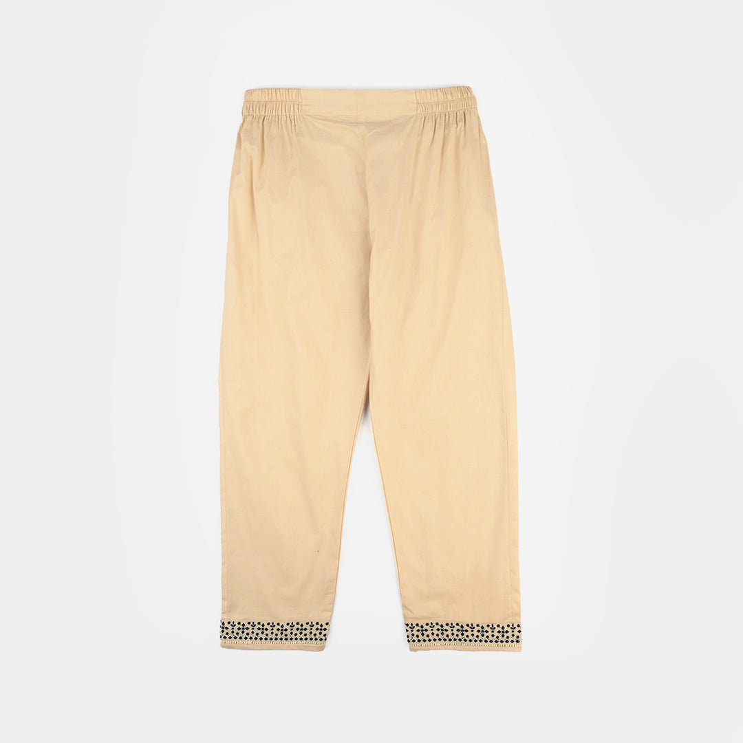 Girls Poplin 2Pcs Embroidered - Off White