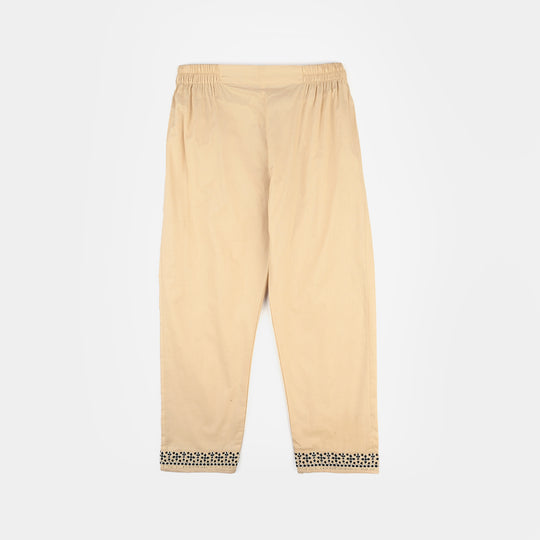 Girls Poplin 2Pcs Embroidered - Off White