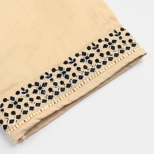 Girls Poplin 2Pcs Embroidered - Off White