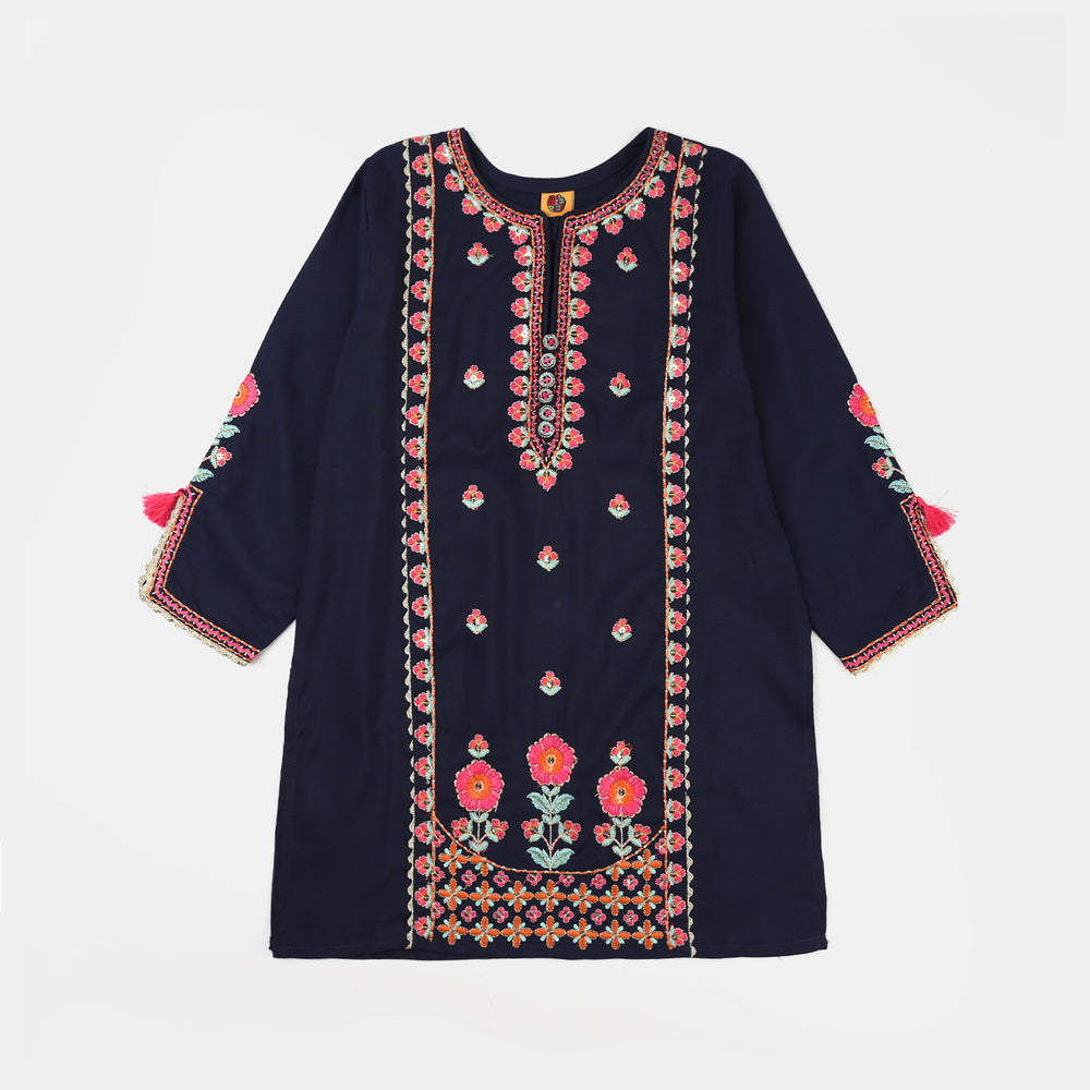 Girls poly cambric 3Pcs Rangeen - Navy Blue