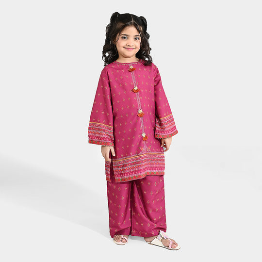 Infant Girls Poly Mesh Printed 2Pcs - Magenta