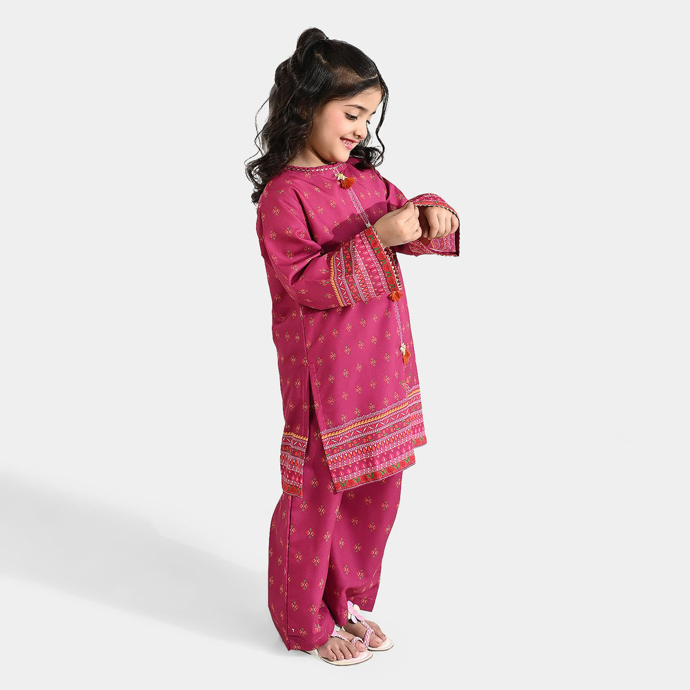 Infant Girls Poly Mesh Printed 2Pcs - Magenta