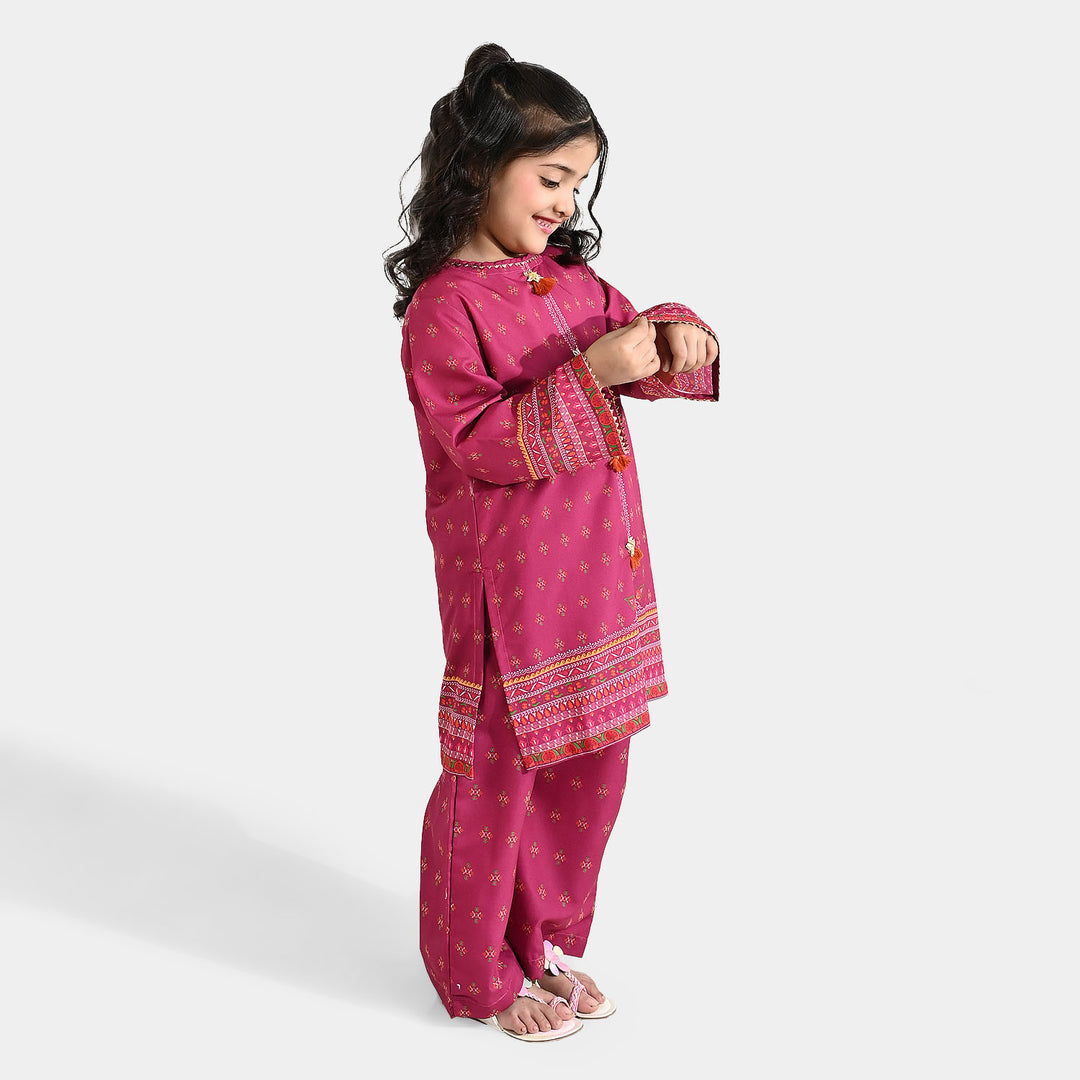 Infant Girls Poly Mesh Printed 2Pcs - Magenta