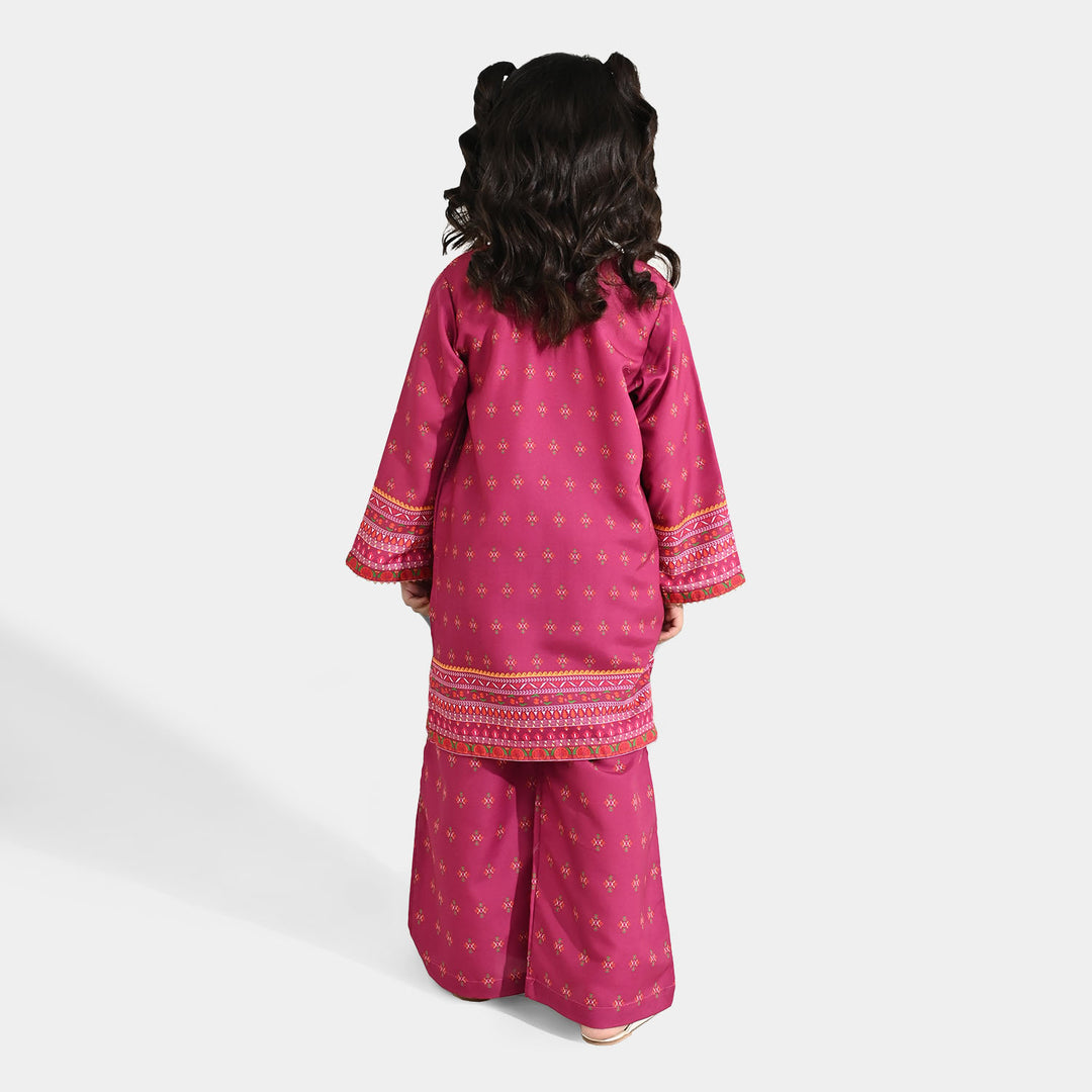 Infant Girls Poly Mesh Printed 2Pcs - Magenta