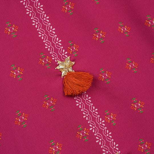 Girls Poly Mesh Printed 2Pcs - Magenta