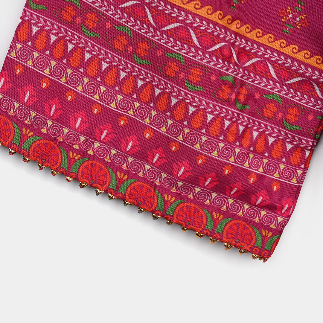 Infant Girls Poly Mesh Printed 2Pcs - Magenta