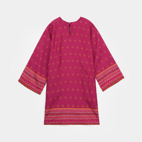 Girls Poly Mesh Printed 2Pcs - Magenta