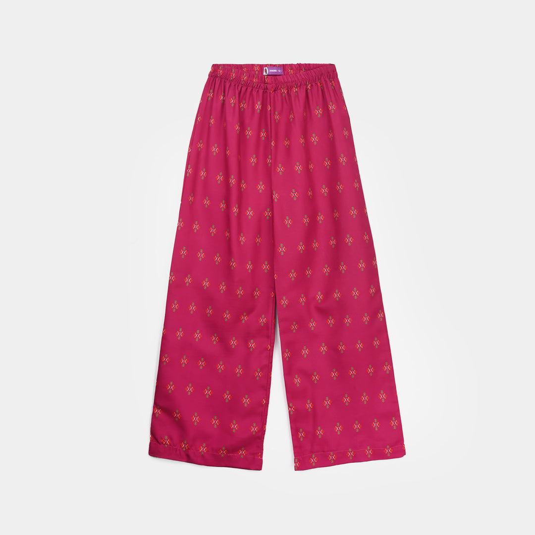 Girls Poly Mesh Printed 2Pcs - Magenta