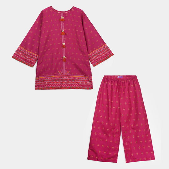 Infant Girls Poly Mesh Printed 2Pcs - Magenta