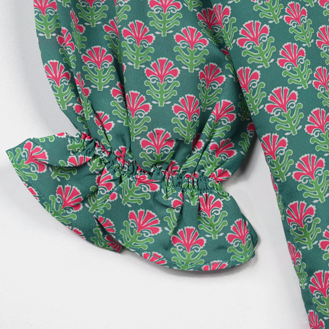 Girls Poly Mesh Printed 2Pcs - Multi