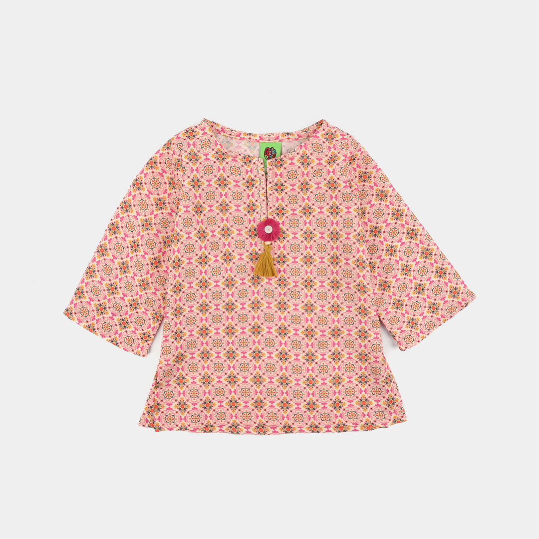 Infant Girls Poly Mesh Printed 2Pcs -Multi