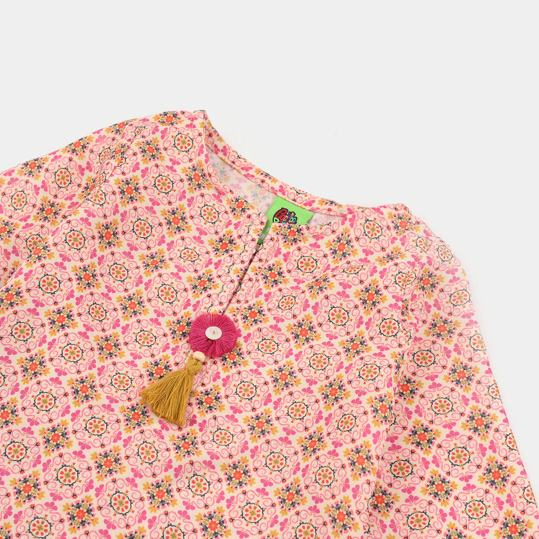 Infant Girls Poly Mesh Printed 2Pcs -Multi