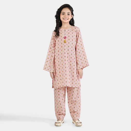 Girls Poly Mesh Printed 2Pcs -Multi