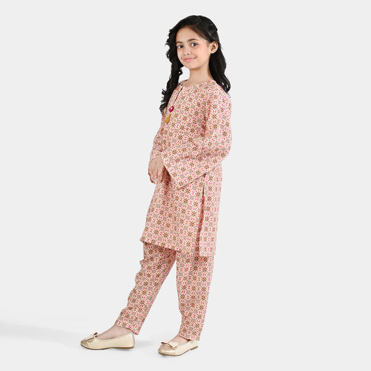 Girls Poly Mesh Printed 2Pcs -Multi