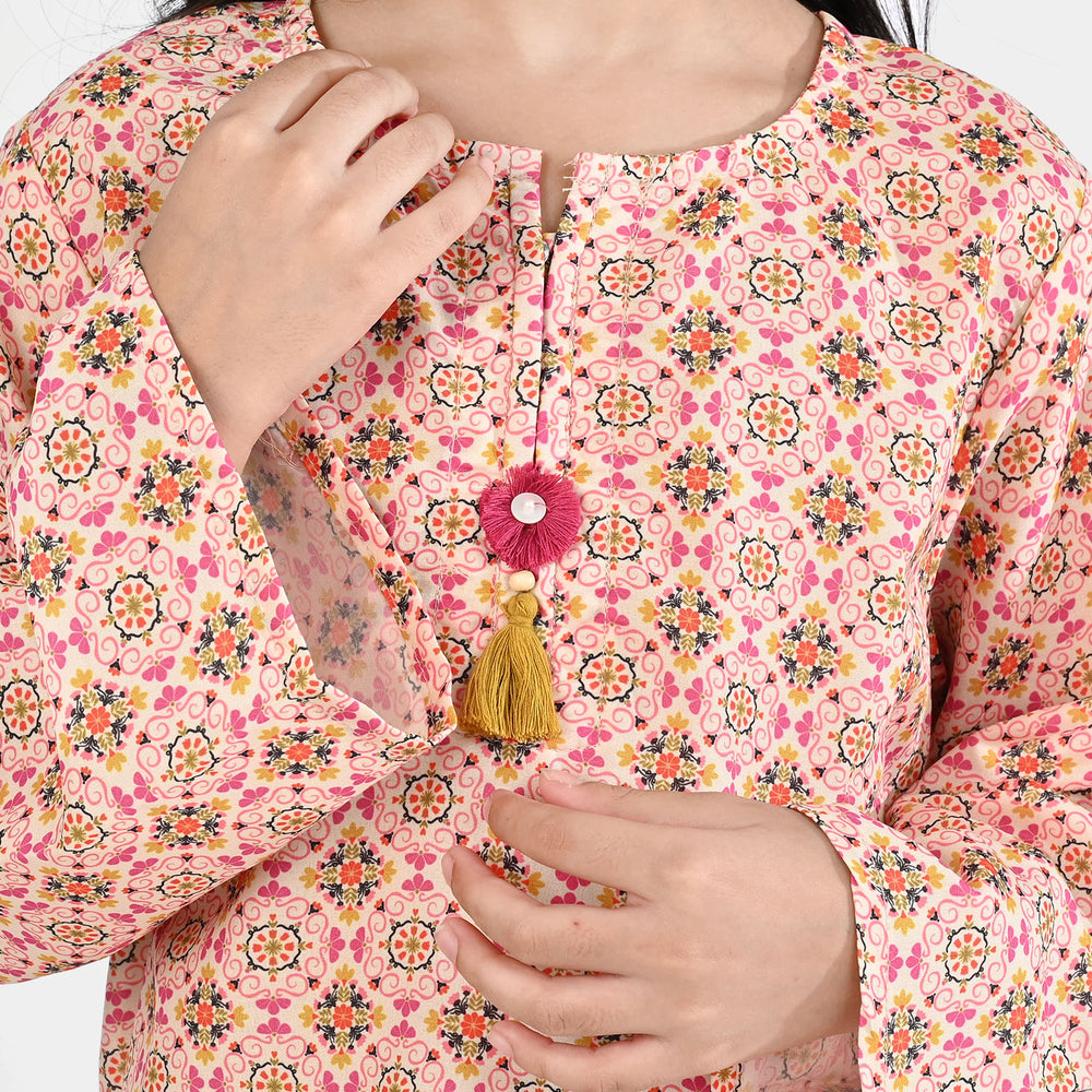 Girls Poly Mesh Printed 2Pcs -Multi