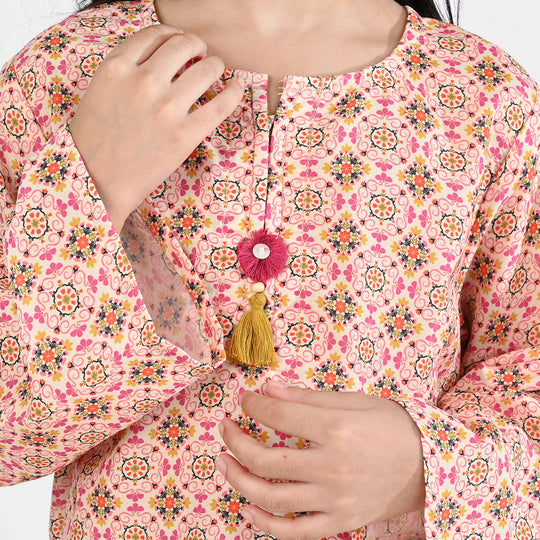 Girls Poly Mesh Printed 2Pcs -Multi