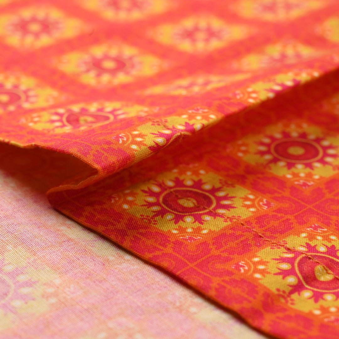 Girls Cotton Printed Kurti - Orange