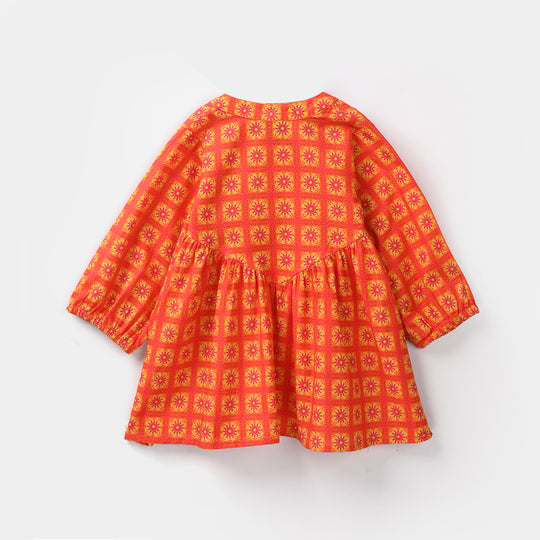 Infant Girls Cotton Printed Kurti Citrus-Multi