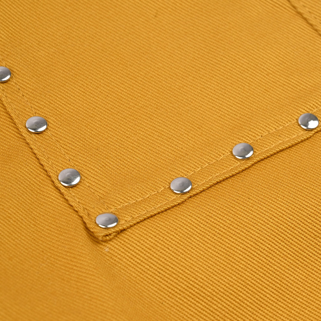 Girls Cotton Twill Woven Pant Eyelets-Mustard
