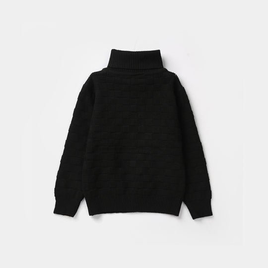 Infant Boys Acrylic Sweater-Box Textured-BLACK
