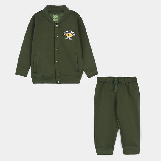 Infant Boys Cotton Interlock Suit - Olive Green