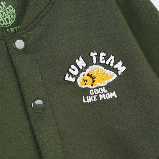 Infant Boys Cotton Interlock Suit - Olive Green