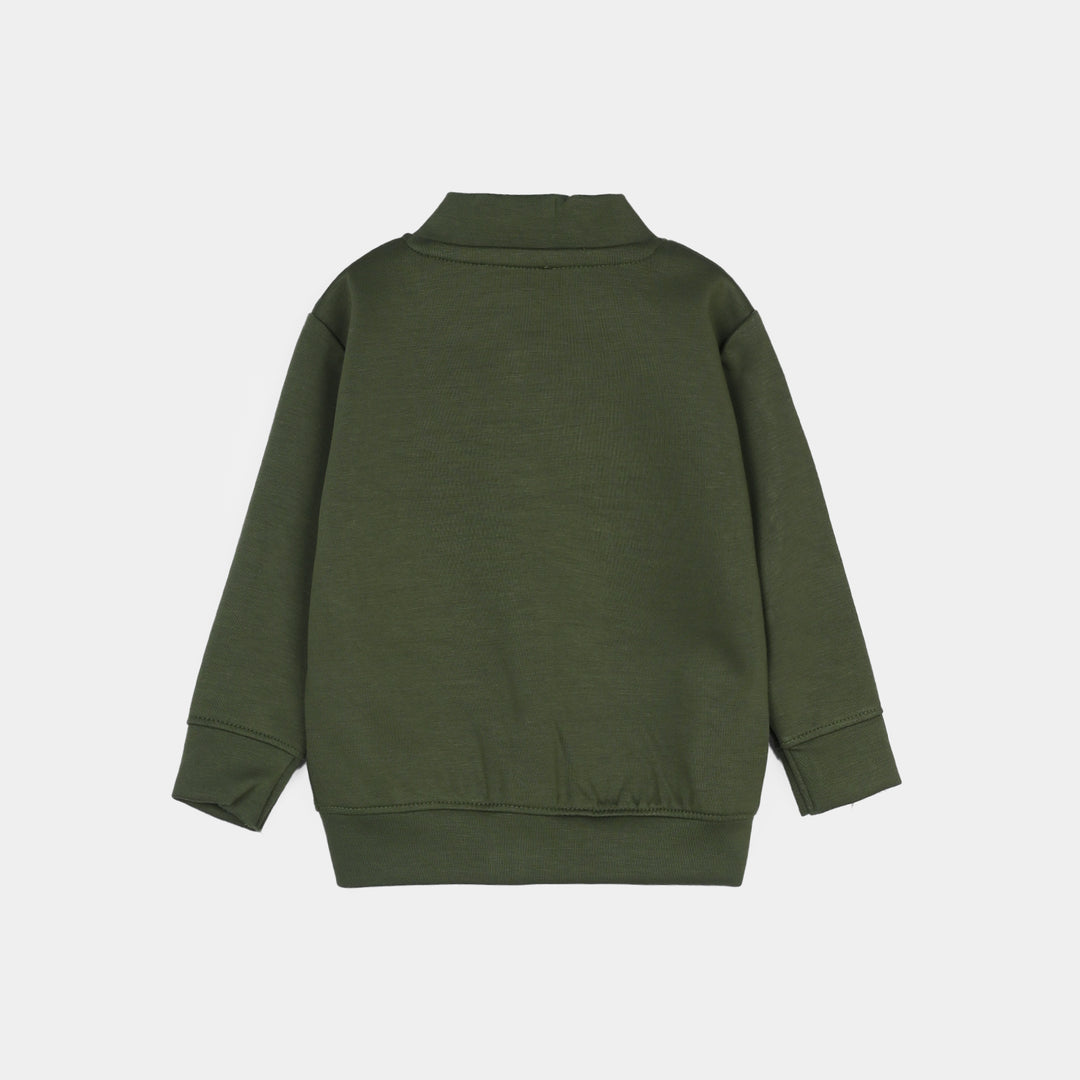 Infant Boys Cotton Interlock Suit - Olive Green