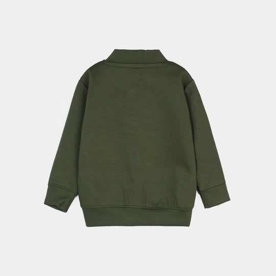 Infant Boys Cotton Interlock Suit - Olive Green