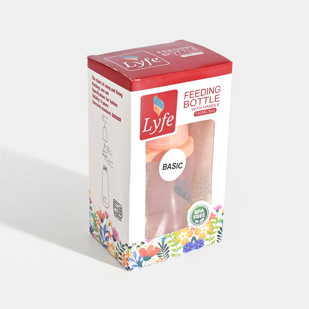 Lyfe Baby Plastic Feeding Bottle 5Oz |150ml |Basic Natural Orange