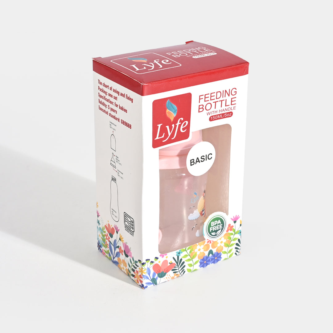 Lyfe Baby Plastic Feeding Bottle 5Oz |150ml |Basic Natural Pink