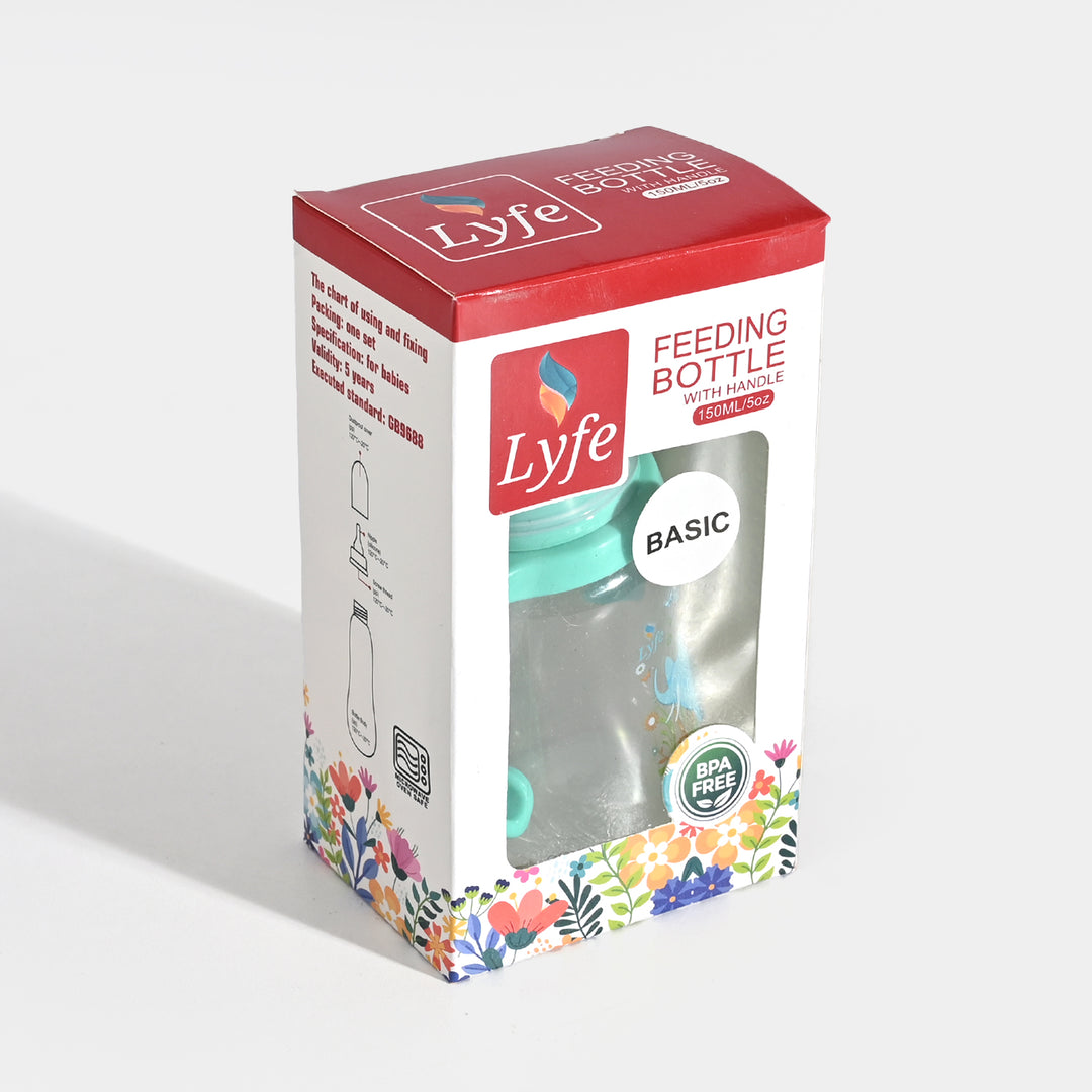 Lyfe Baby Plastic Feeding Bottle 5Oz |150ml |Basic Natural Green